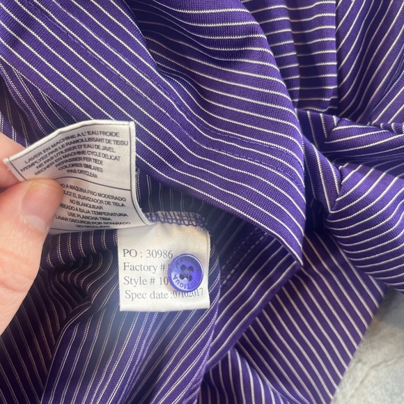 Antigua JMU Dukes Polo Shirt Mens XXL Purple Striped Short Sleeve Performance - Picture 5 of 7